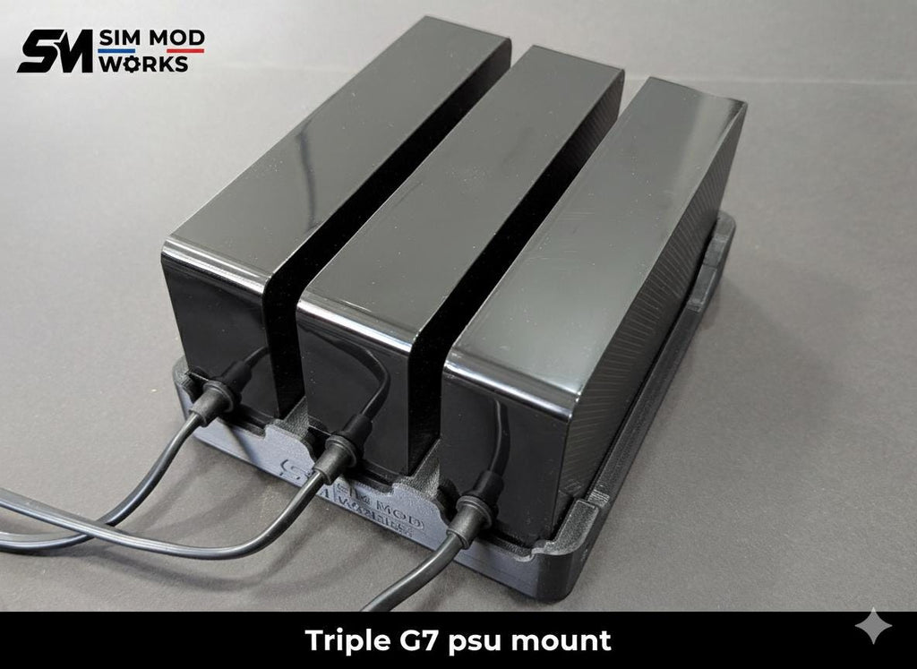 Triple PSU Support for Samsung Neo Odyssey G7 (x3 Blocks) for Sim Racing Cockpit - 4040/4080 Aluminum Profile Mounting