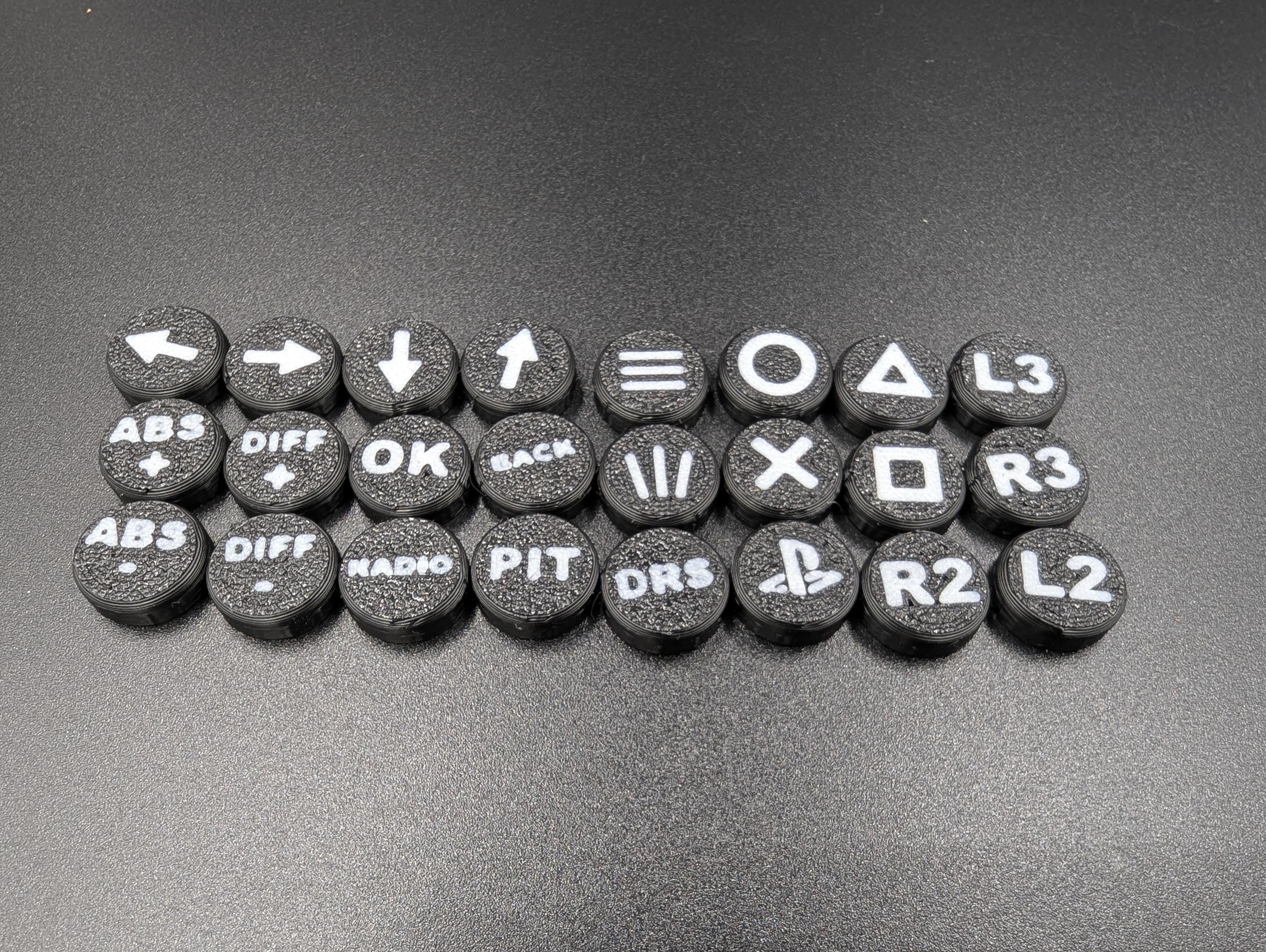 Kits de Capuchons de Boutons Personnalisés (Covers) pour Volants Fanatec - set de logos au Choix -  Sim Racing