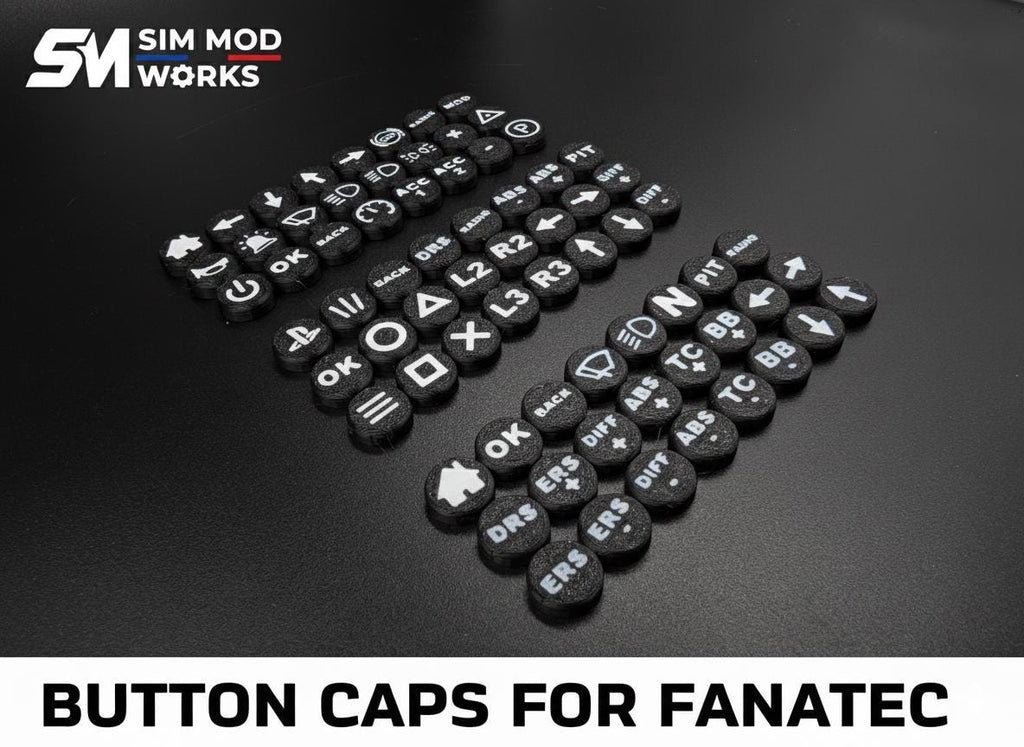 Kits de Capuchons de Boutons Personnalisés (Covers) pour Volants Fanatec - set de logos au Choix -  Sim Racing
