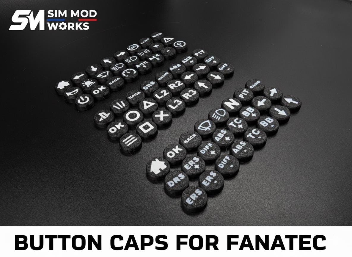 Kits de Capuchons de Boutons Personnalisés (Covers) pour Volants Fanatec - set de logos au Choix -  Sim Racing