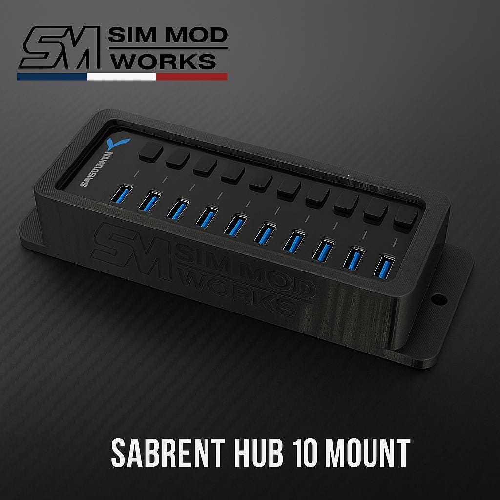 Sabrent 10-port USB hub and power supply bracket, RIG 4040 8040 cockpit