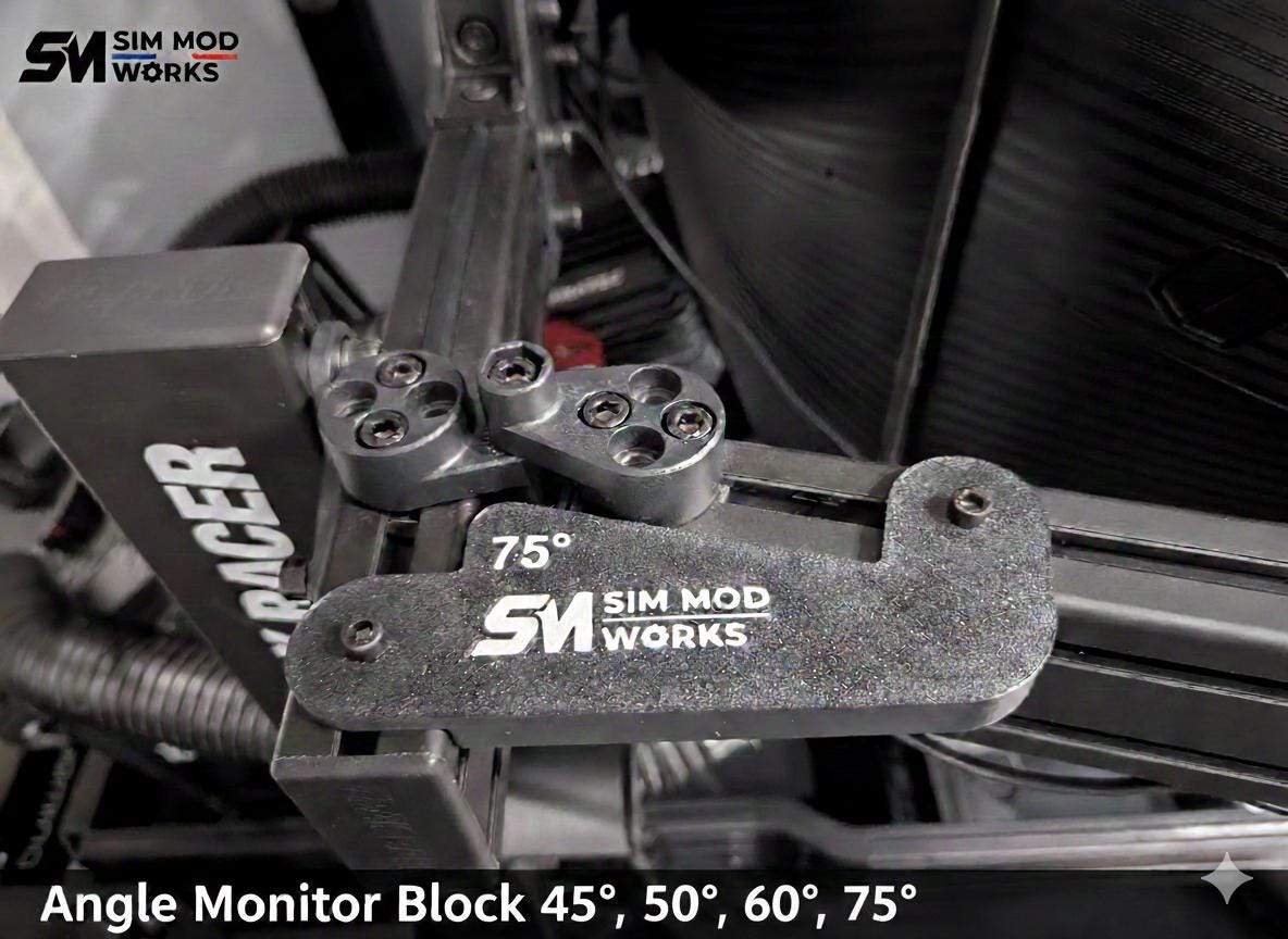 Angle Monitor Blocks pour Triple Screen Sim Racing - Verrouillage Angle 45, 50, 60, 75 degrés - Fixation Profilé Aluminium SimLab ou autre
