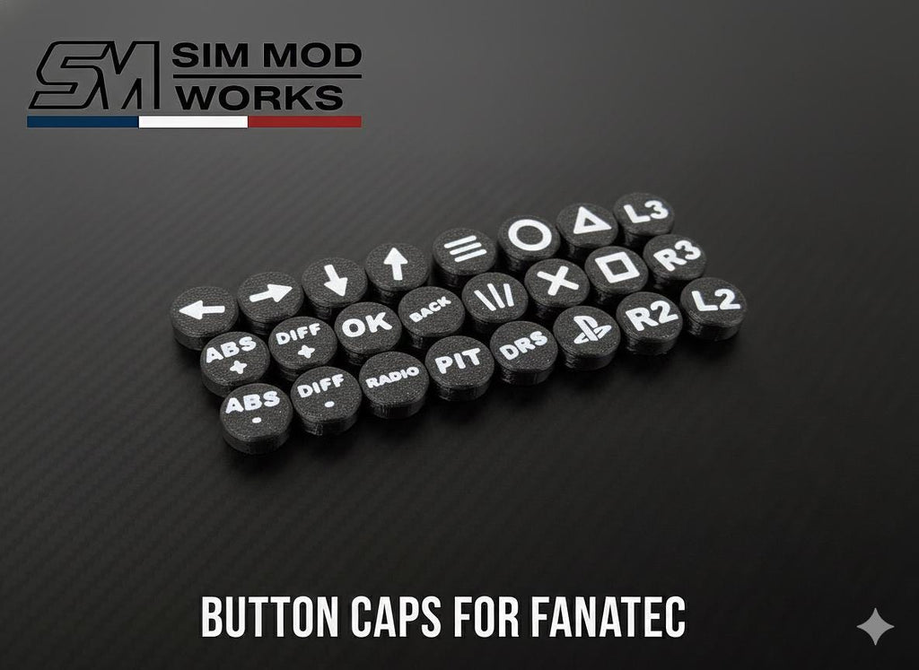 Kits de Capuchons de Boutons Personnalisés (Covers) pour Volants Fanatec - set de logos au Choix -  Sim Racing