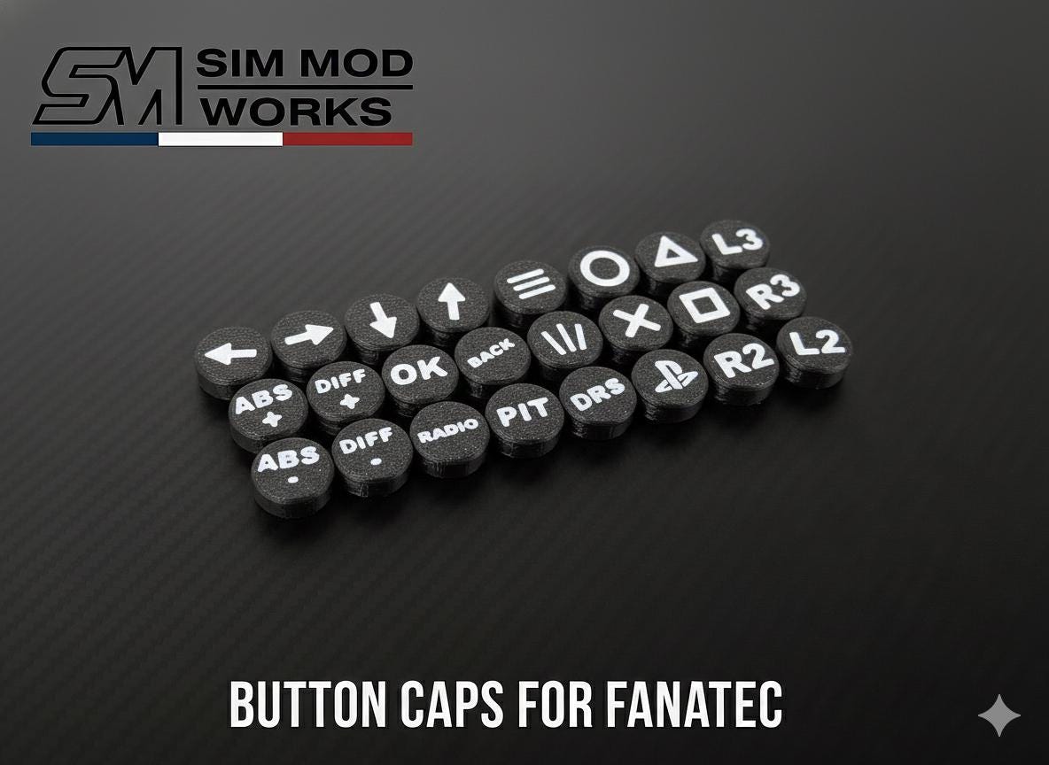 Kits de Capuchons de Boutons Personnalisés (Covers) pour Volants Fanatec - set de logos au Choix -  Sim Racing