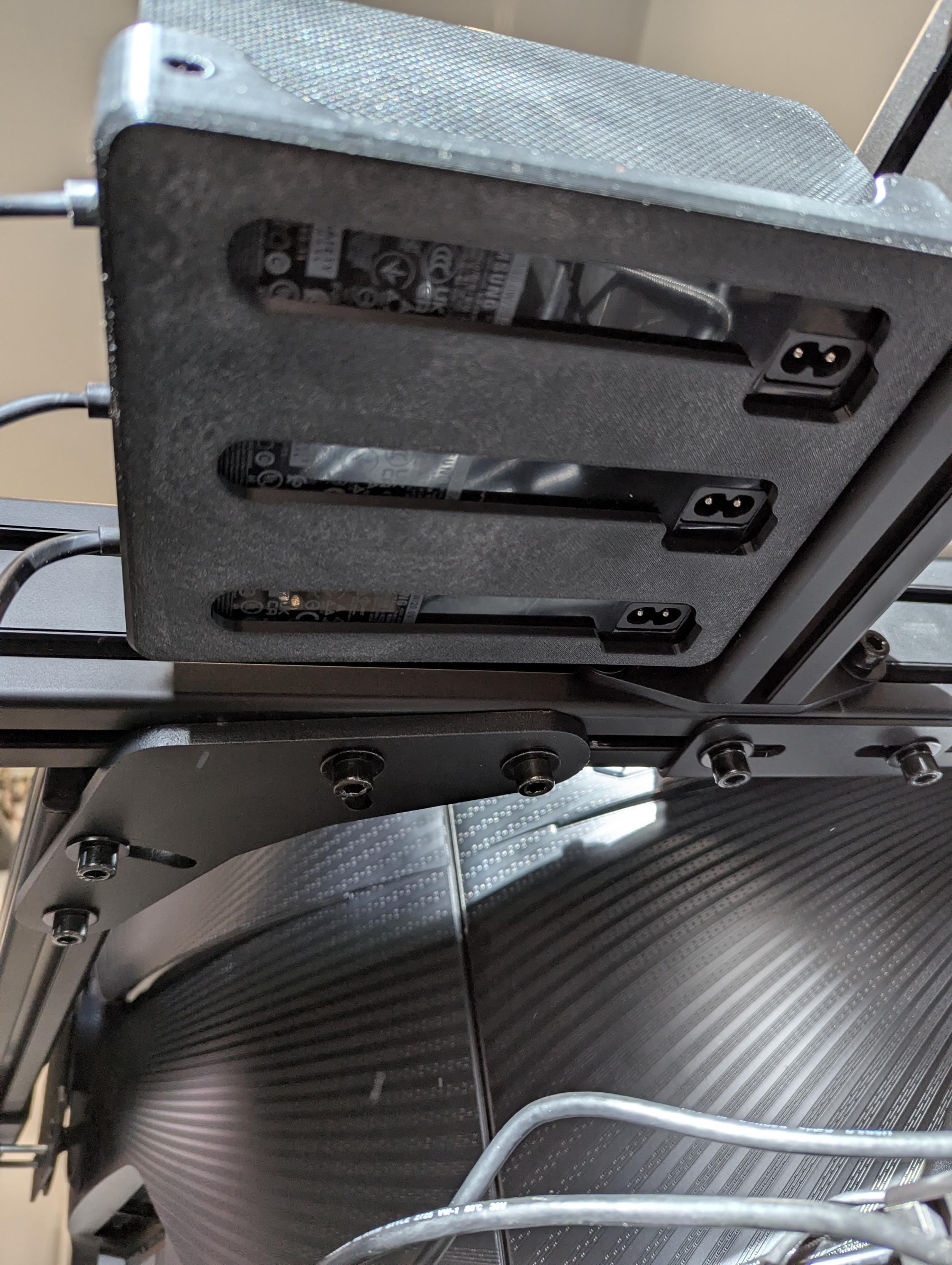 Triple PSU Support for Samsung Neo Odyssey G7 (x3 Blocks) for Sim Racing Cockpit - 4040/4080 Aluminum Profile Mounting