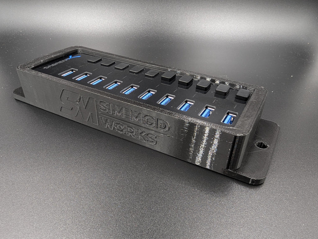 Sabrent 10-port USB hub and power supply bracket, RIG 4040 8040 cockpit