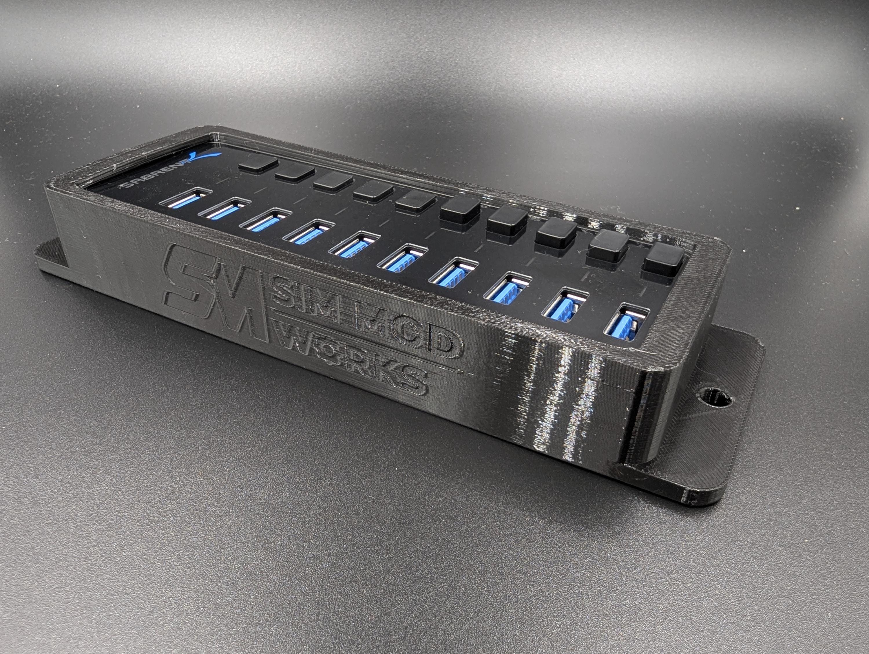 Sabrent 10-port USB hub and power supply bracket, RIG 4040 8040 cockpit