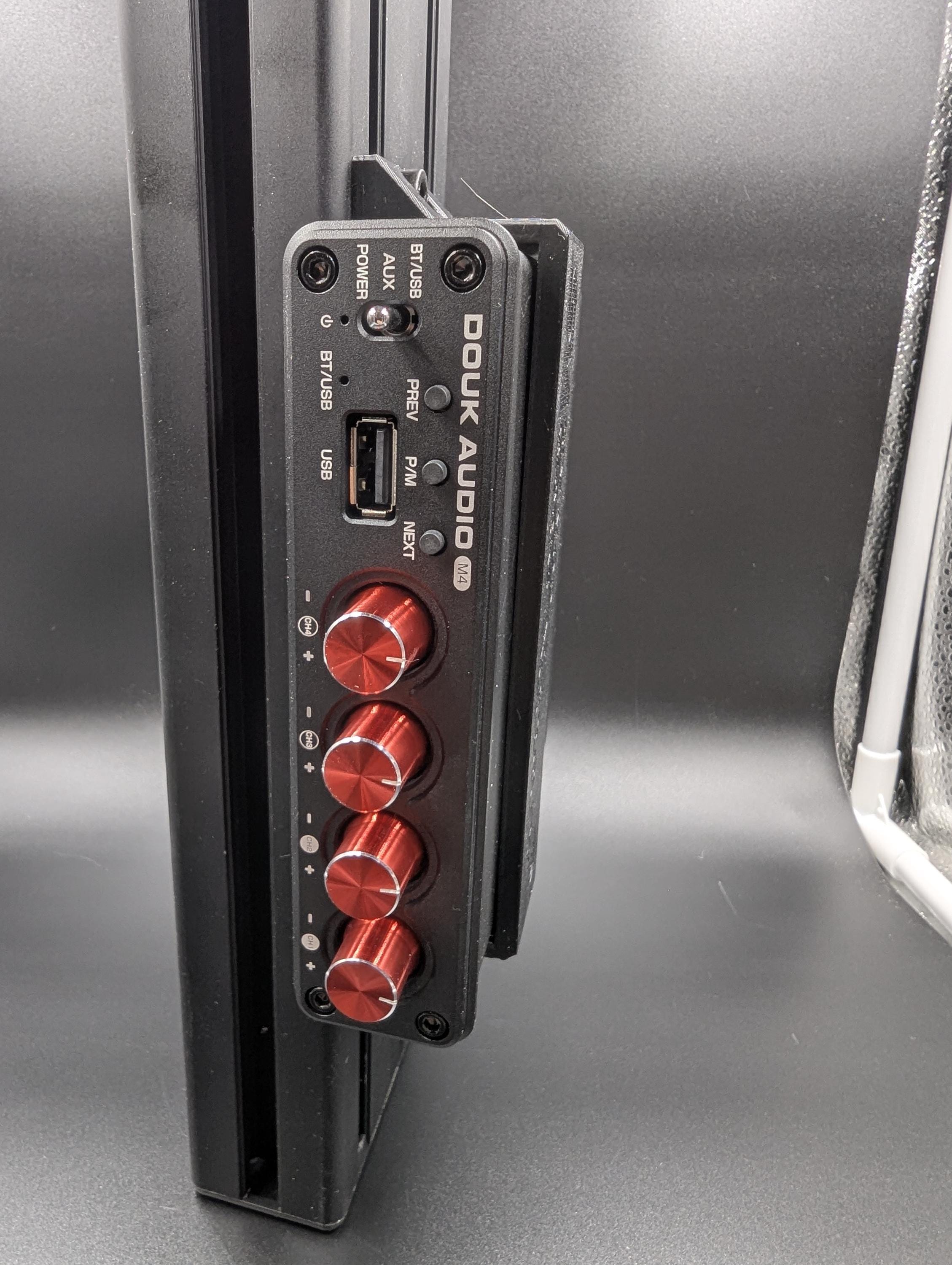 Support Amplificateur + PSU DÉDIÉ Douk Audio M4 (4 Canaux) - Fixation Profilé Alu 4040/4080