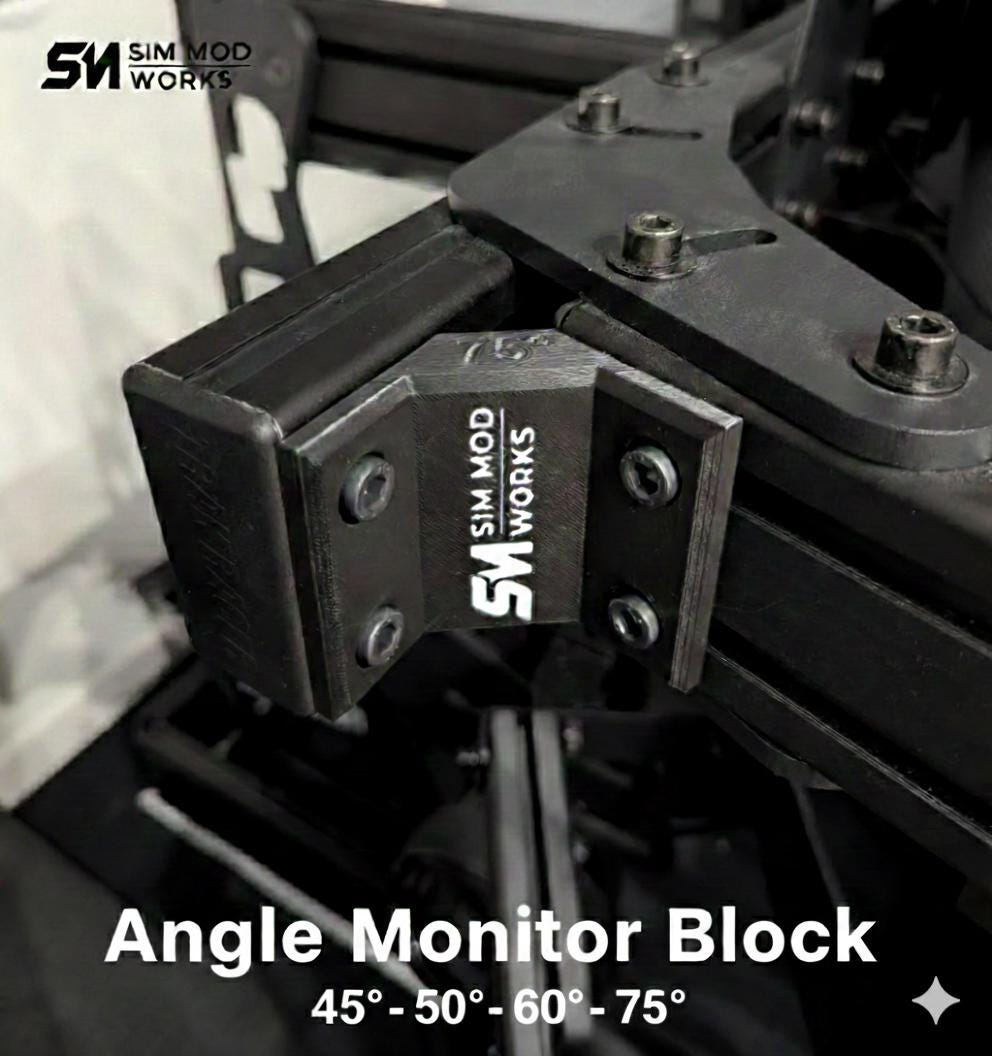 Angle Monitor Blocks pour Triple Screen Sim Racing - Verrouillage Angle Écrans - Fixation Profilé Aluminium 4080 (lot de 2)