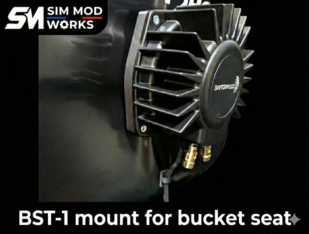Support for BST-1 or BST-2 Bass Shaker on Sim Racing Bucket Seat