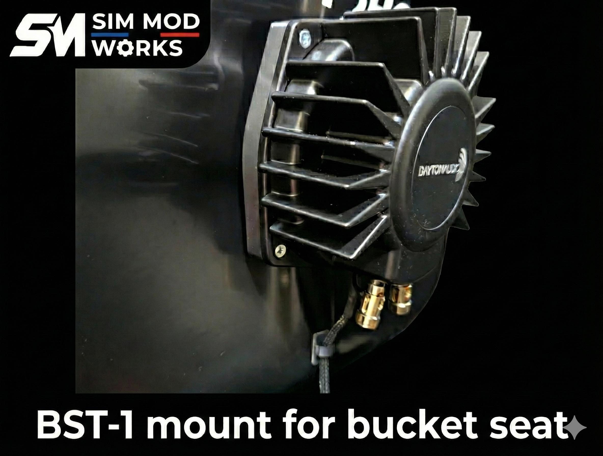 Support for BST-1 or BST-2 Bass Shaker on Sim Racing Bucket Seat