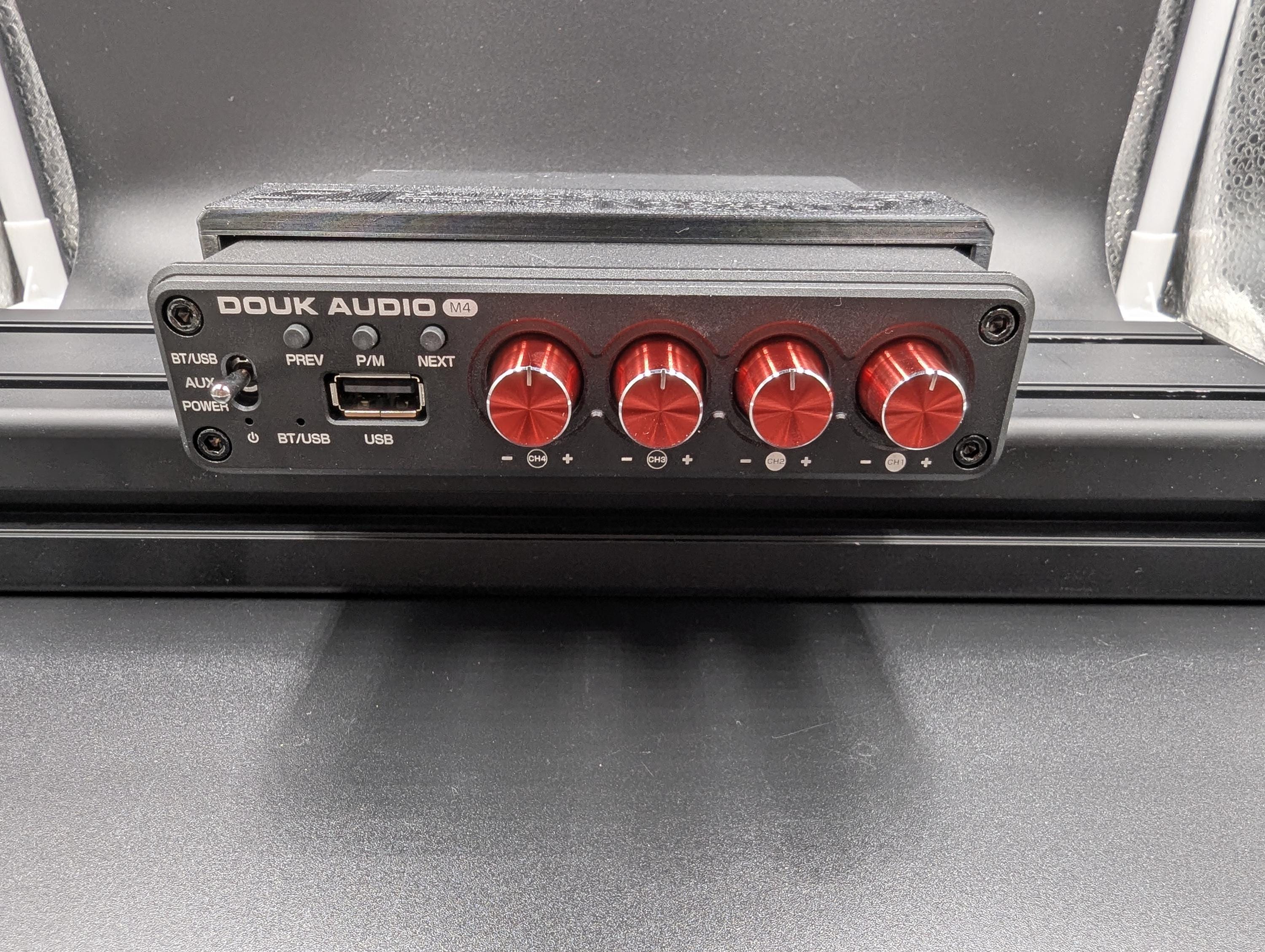Support Amplificateur + PSU DÉDIÉ Douk Audio M4 (4 Canaux) - Fixation Profilé Alu 4040/4080